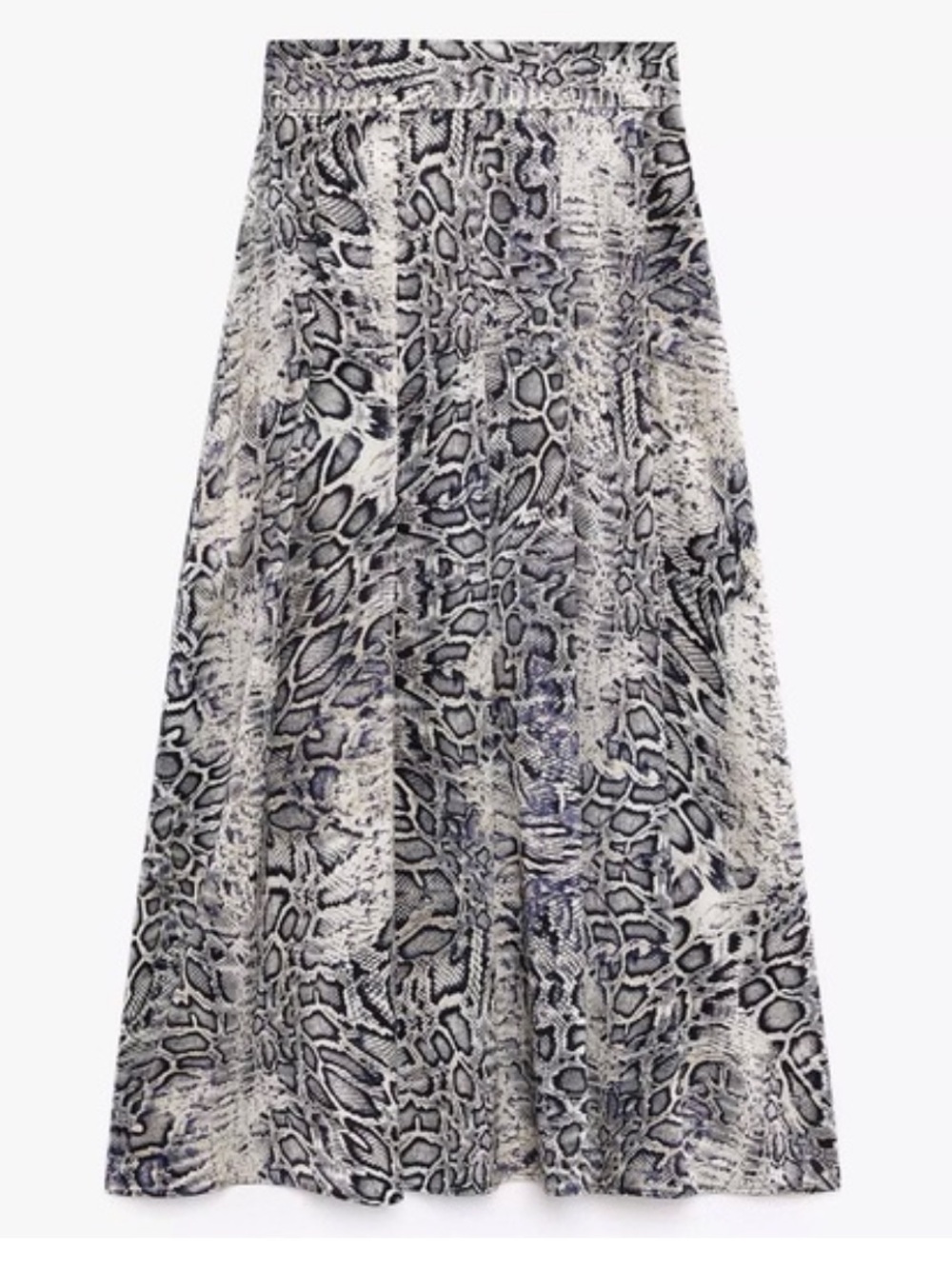 Zara navy and cream Animal-Print Maxi Skirt